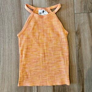 Cotton On Kids Tank Top Girls Size 8 Coral Space Dye Ribbed Racerback